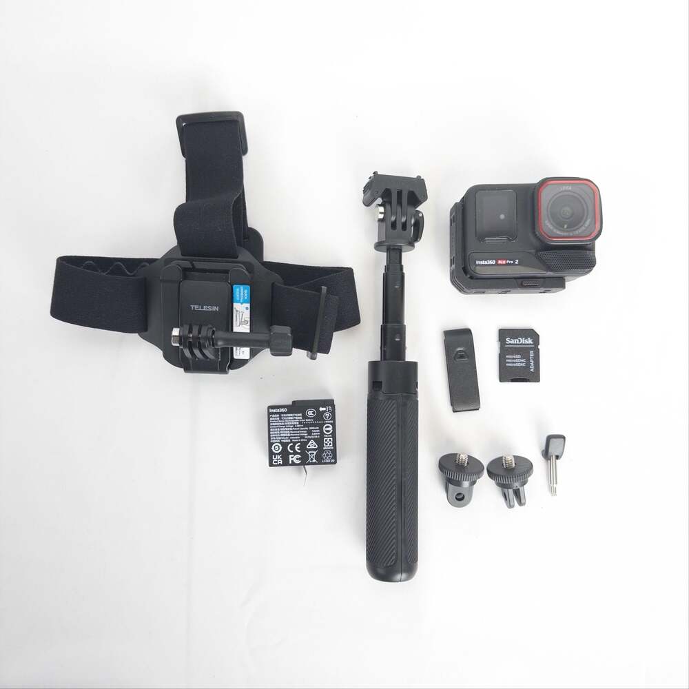 Insta360 Ace Pro 2 Action Camera Bundle with Telesin Head Mount and Accessories